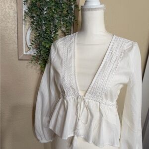 Princess Polly Cream Blouse with Lace Detail